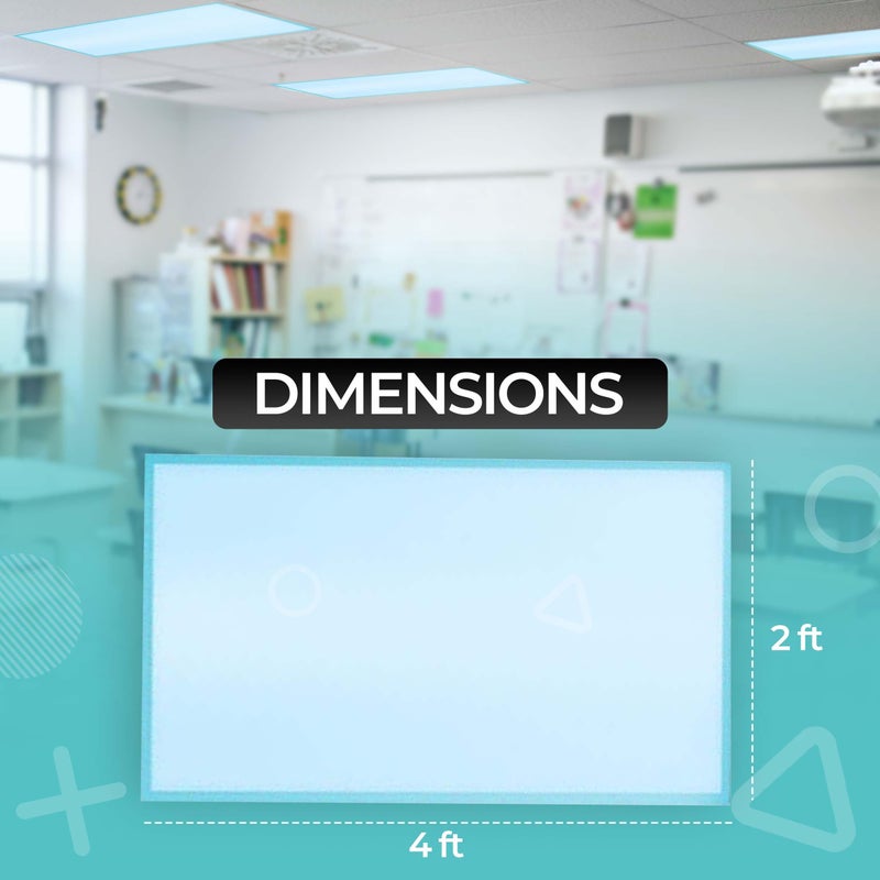 Everyday Educate Fluorescent Light Covers for Ceiling Lights, Light Covers Fluorescent Filter Magnetic for Office, Hospitals, Home - 48" by 24" (4 Pack, Sky Blue) - Image 2